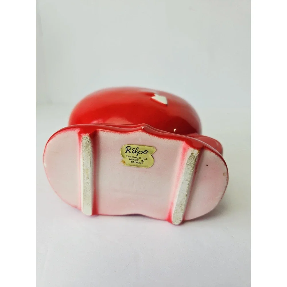 Vintage Relpo Valentine's Day Red Pierced Heart Cupids Arrow Ceramic‎ Planter